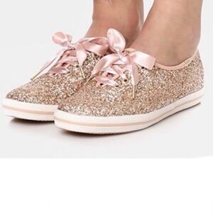 Kate Spade Keds rose gold glitter sneakers sz 5